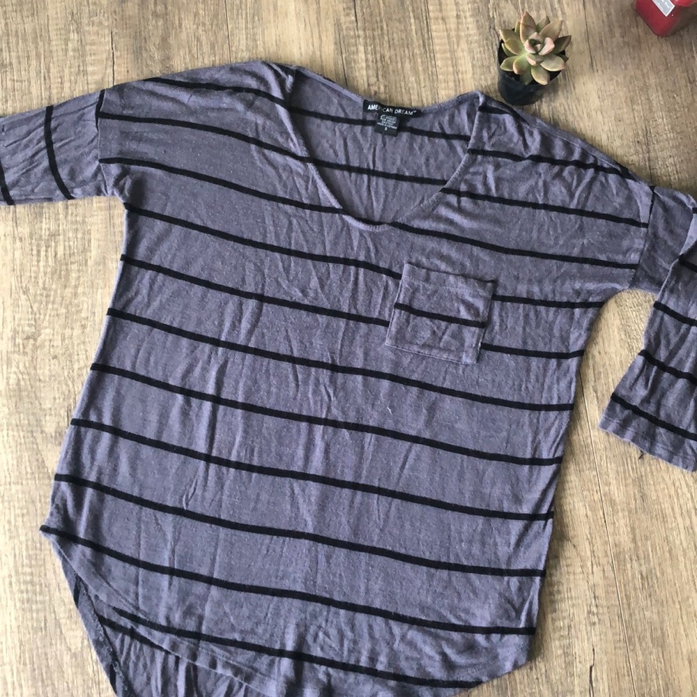 American Dream soft 3/4 sleeve pocket tee